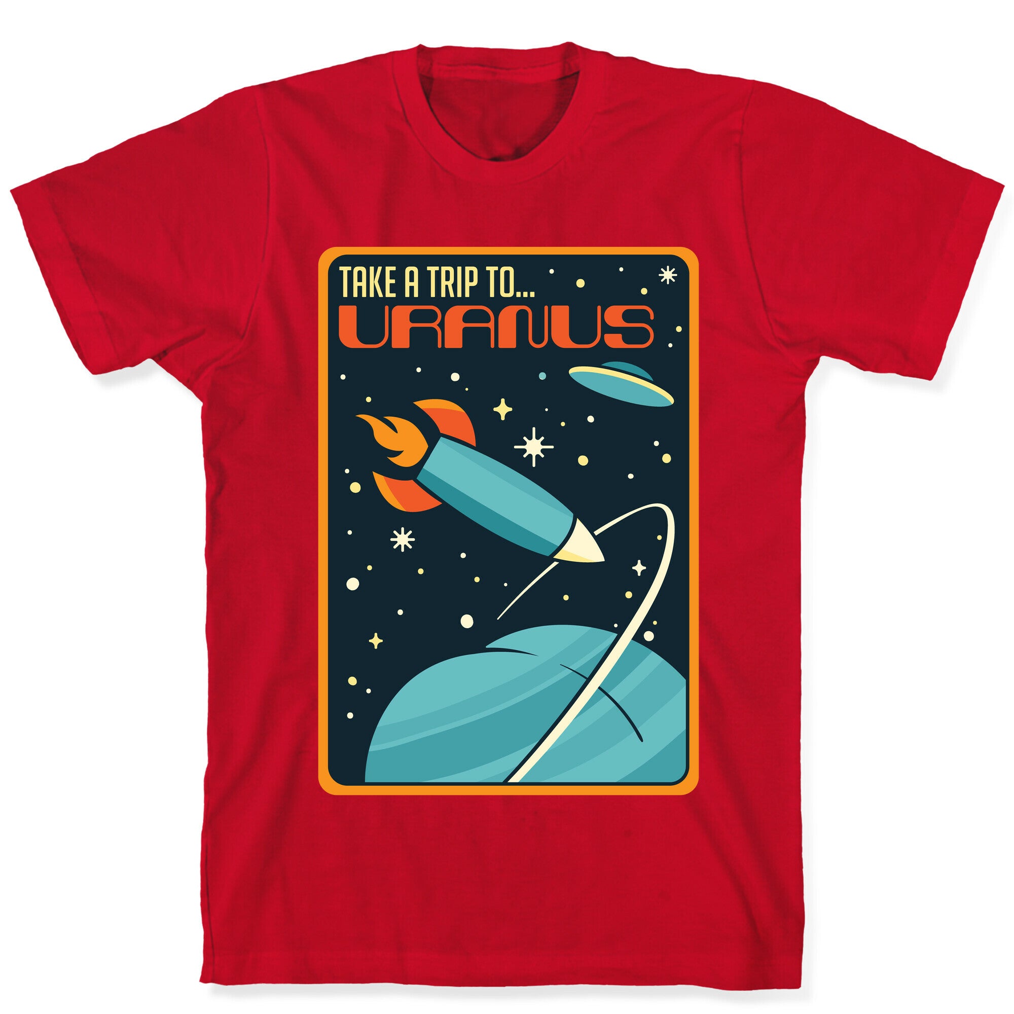 Take A Trip To Uranus Parody White Print T-Shirt